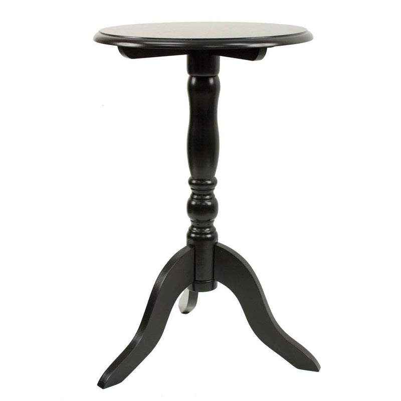 Decor Therapy Simplify Round Pedestal Accent Side Table, Chic & Compact MDF Furniture for Traditional Stylish Spaces - Black - (15" x 15" x 24") - Image 1